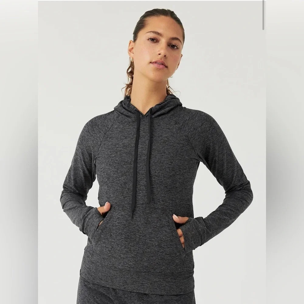 Outdoor Voices Women's Cloudknit Hoodie Size Small In Charcoal Gray